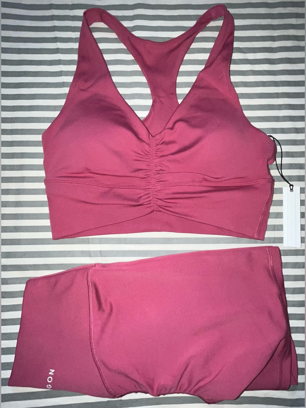 Paragon Reluna Ruched Bra + Reluna Sculptseam Plus Short 6" in Raspberry Sz M